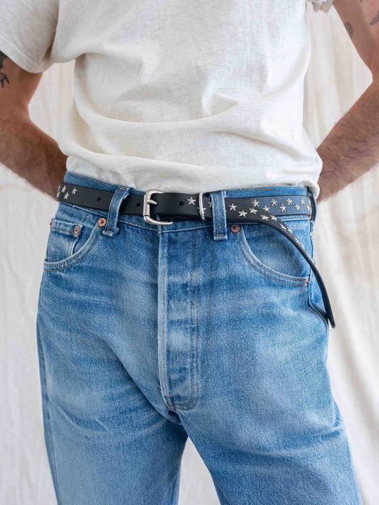 Hollywood Trading Company Silver Star Belt with Extended Tail-W28/30