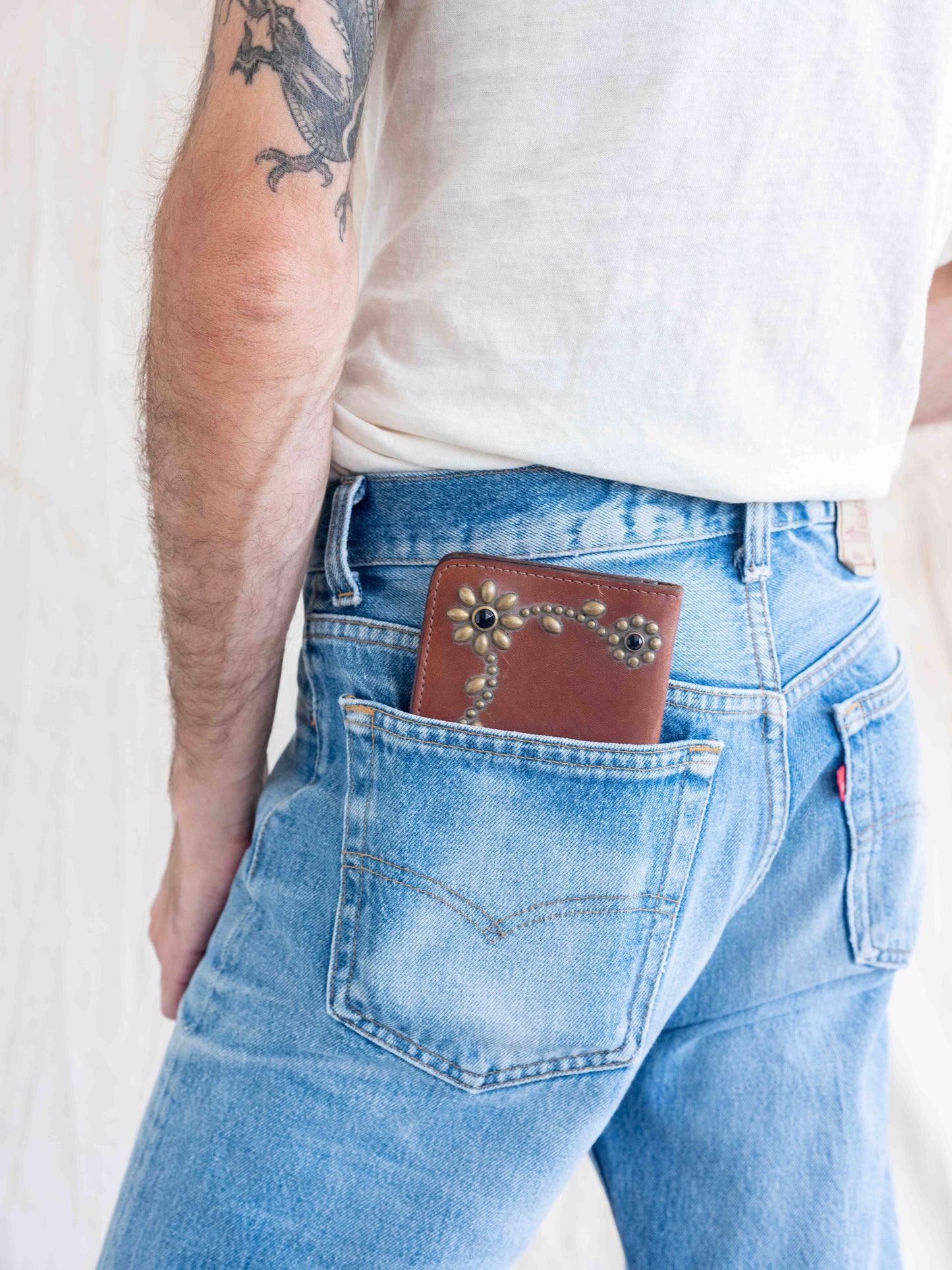 Hollywood Trading Company Brown Wallet with Flower Studding