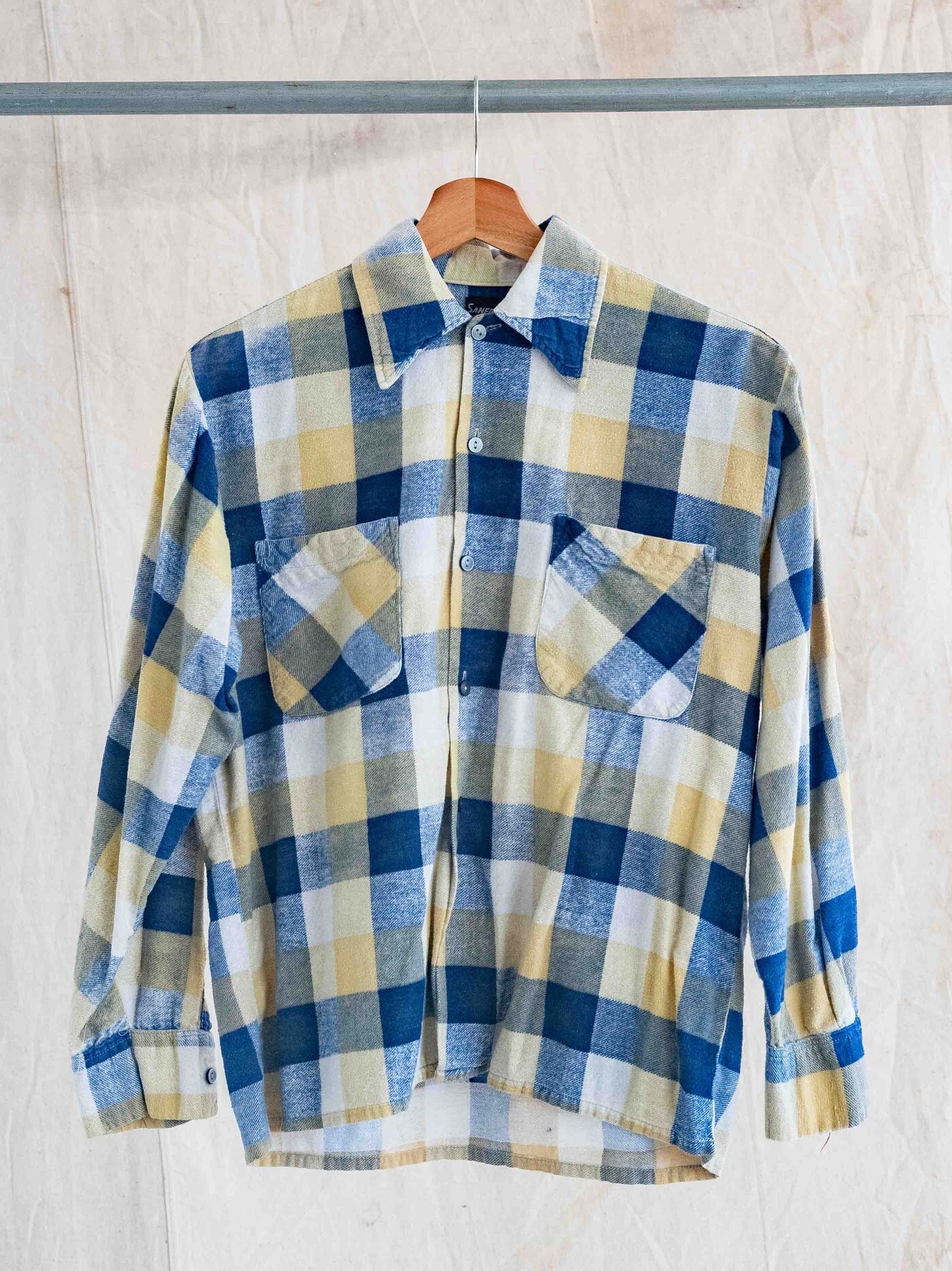 1960’s Sanforized Yellow and Blue Cotton Printed Flannel