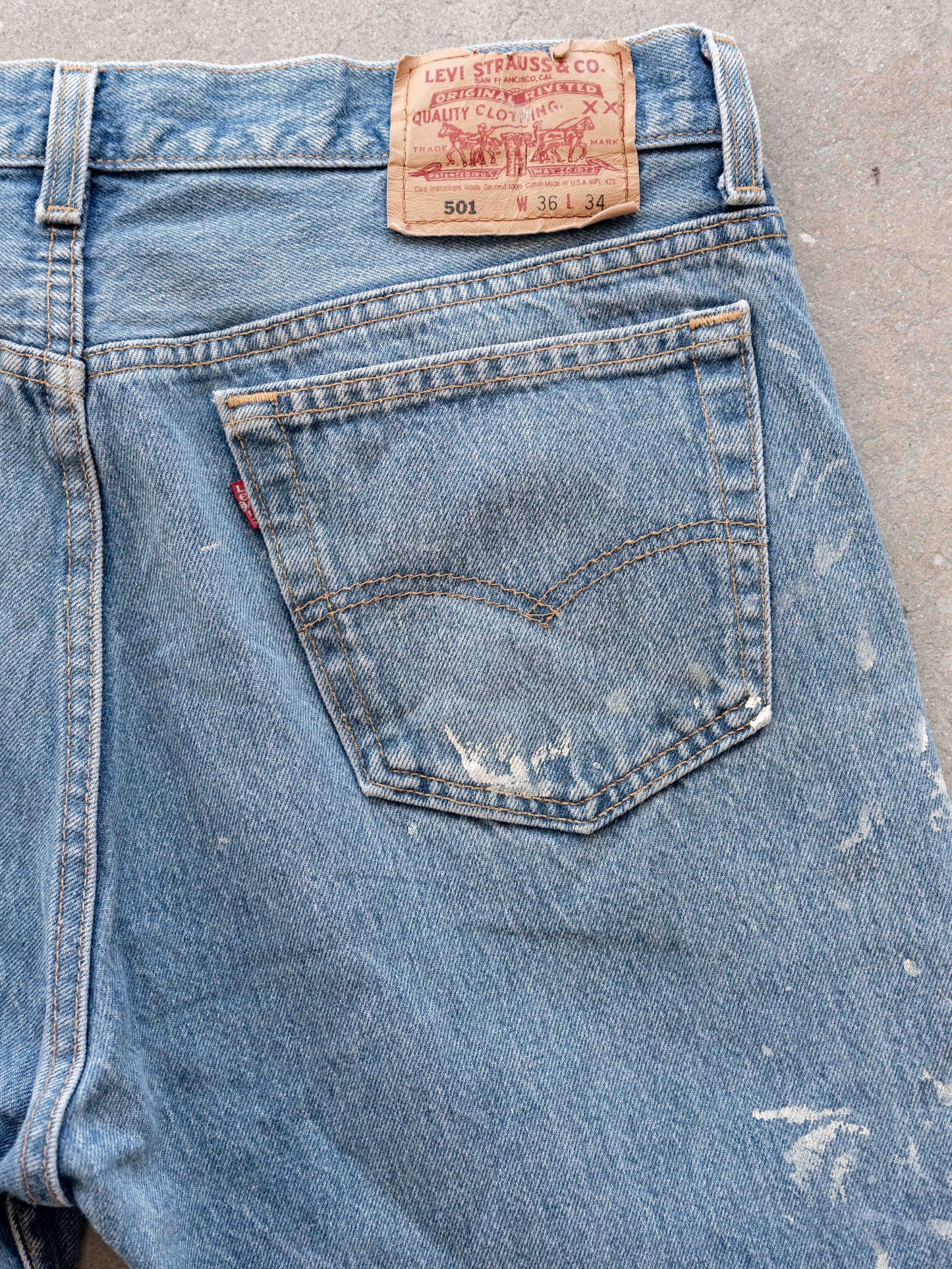 1990’s Paint Splattered Midwash Levi’s 501s 35W