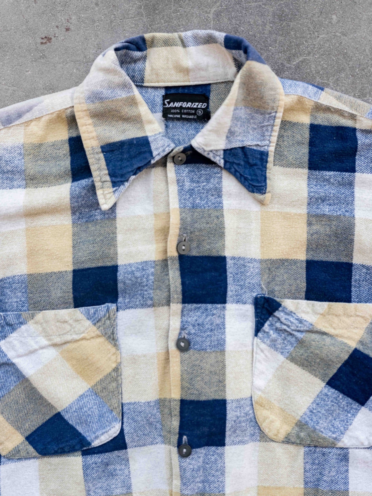 1960’s Sanforized Yellow and Blue Cotton Printed Flannel
