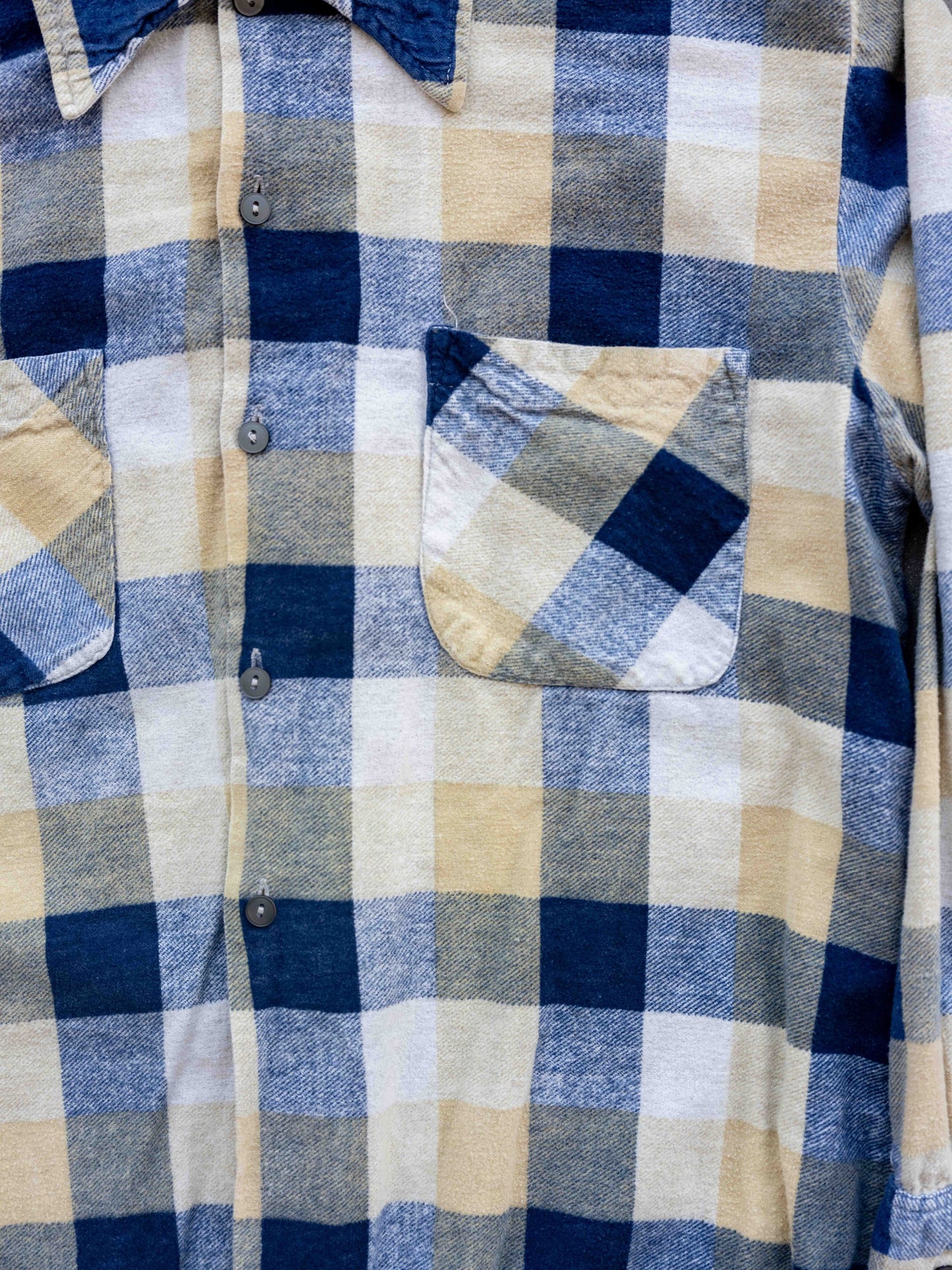 1960’s Sanforized Yellow and Blue Cotton Printed Flannel