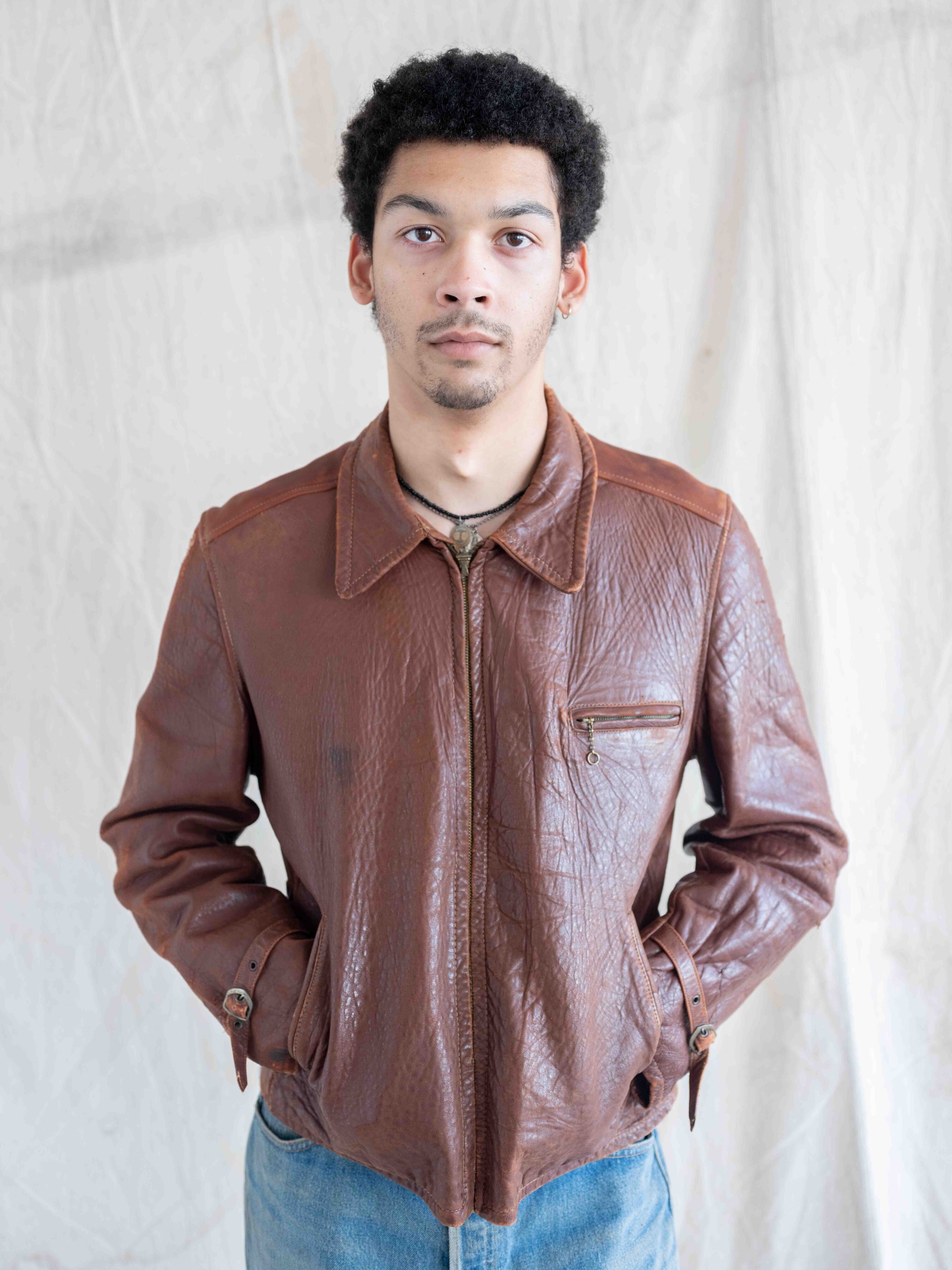 1940's/1950's Slightly Thrashed Sportclad 3 Pocket Leather Jacket