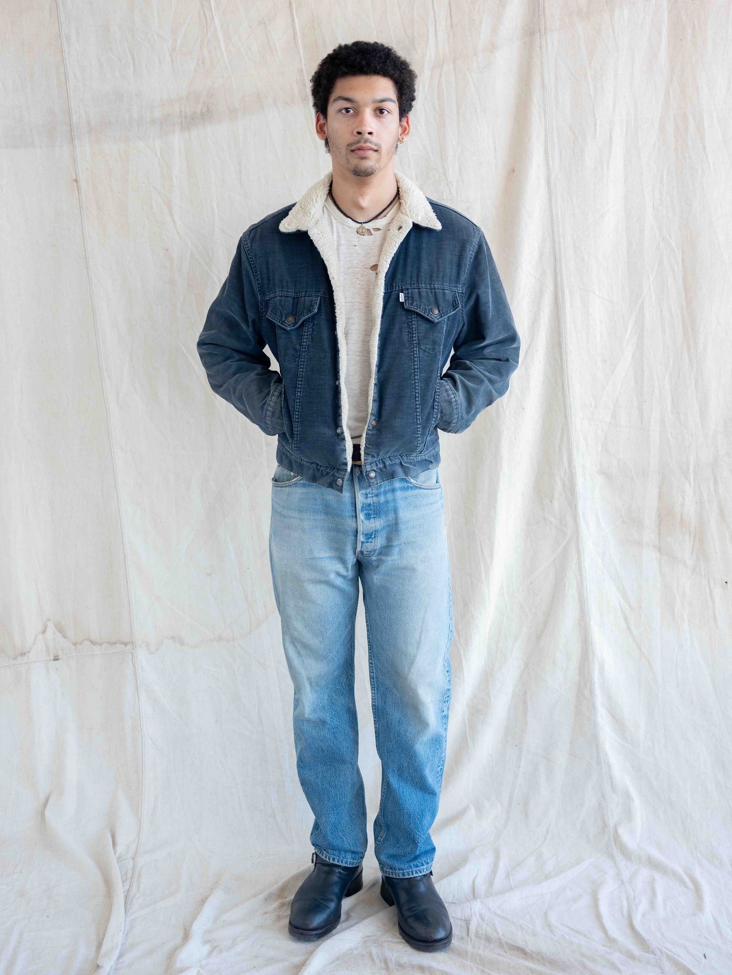 1980’s Faded Blue Levi’s Corduroy Sherpa Jacket