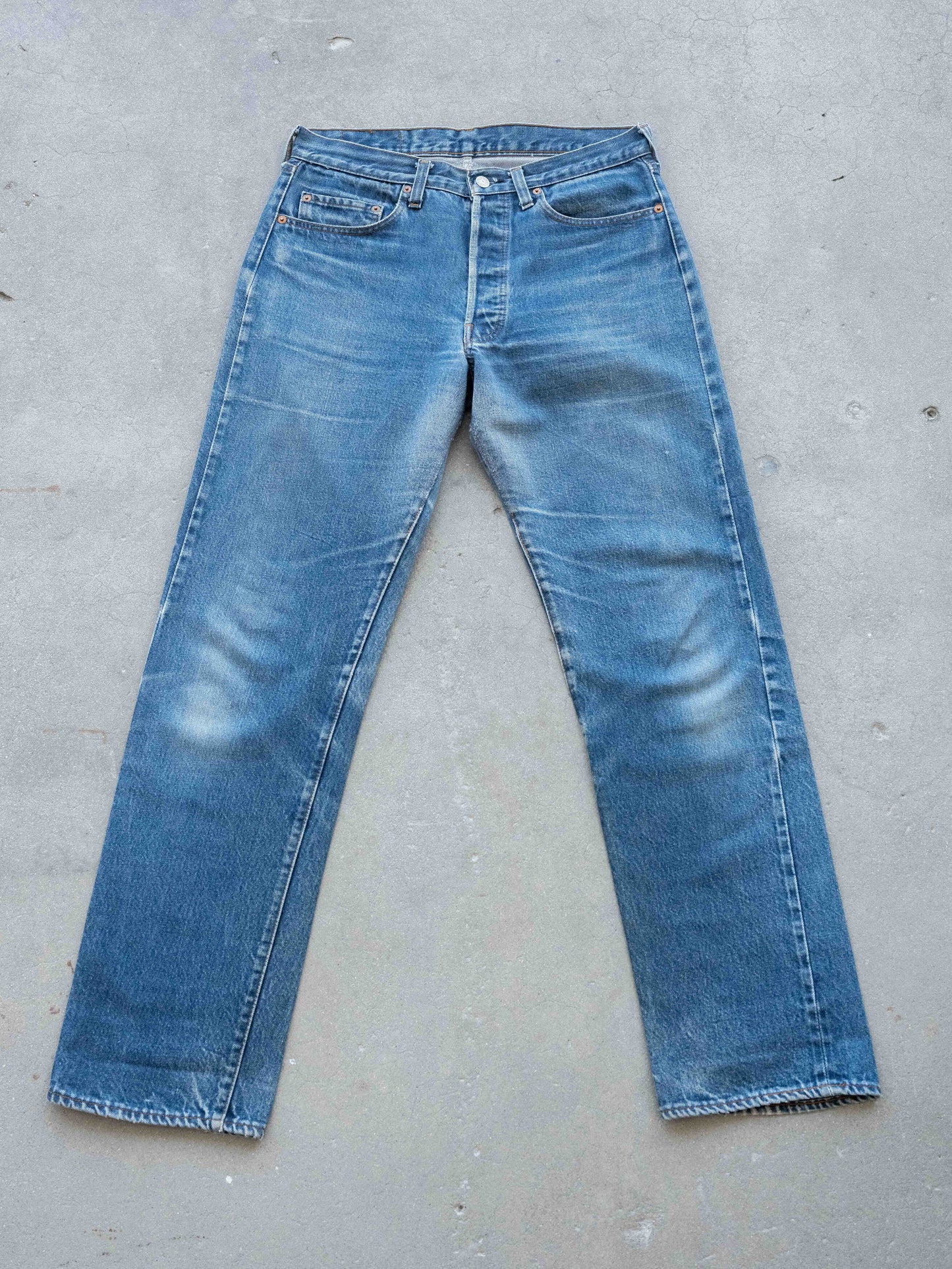1980’s Whiskered and Repaired Midwash Levi’s 501 Redlines 33W