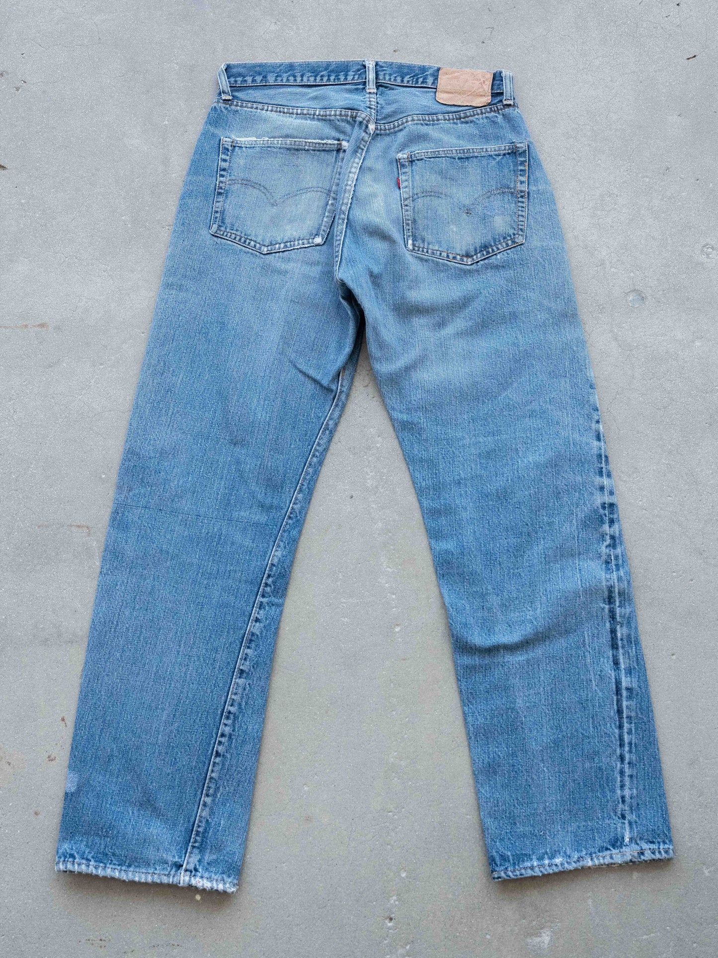 1970’s Lightwash, Faded, and Repaired Single Stitch Levi’s 501 Redlines 32W