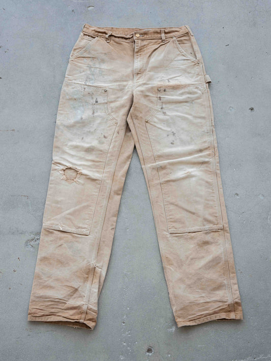 1990’s/2000/s Faded, Repaired, and Splattered Tan Carhartt Doubleknees 36W
