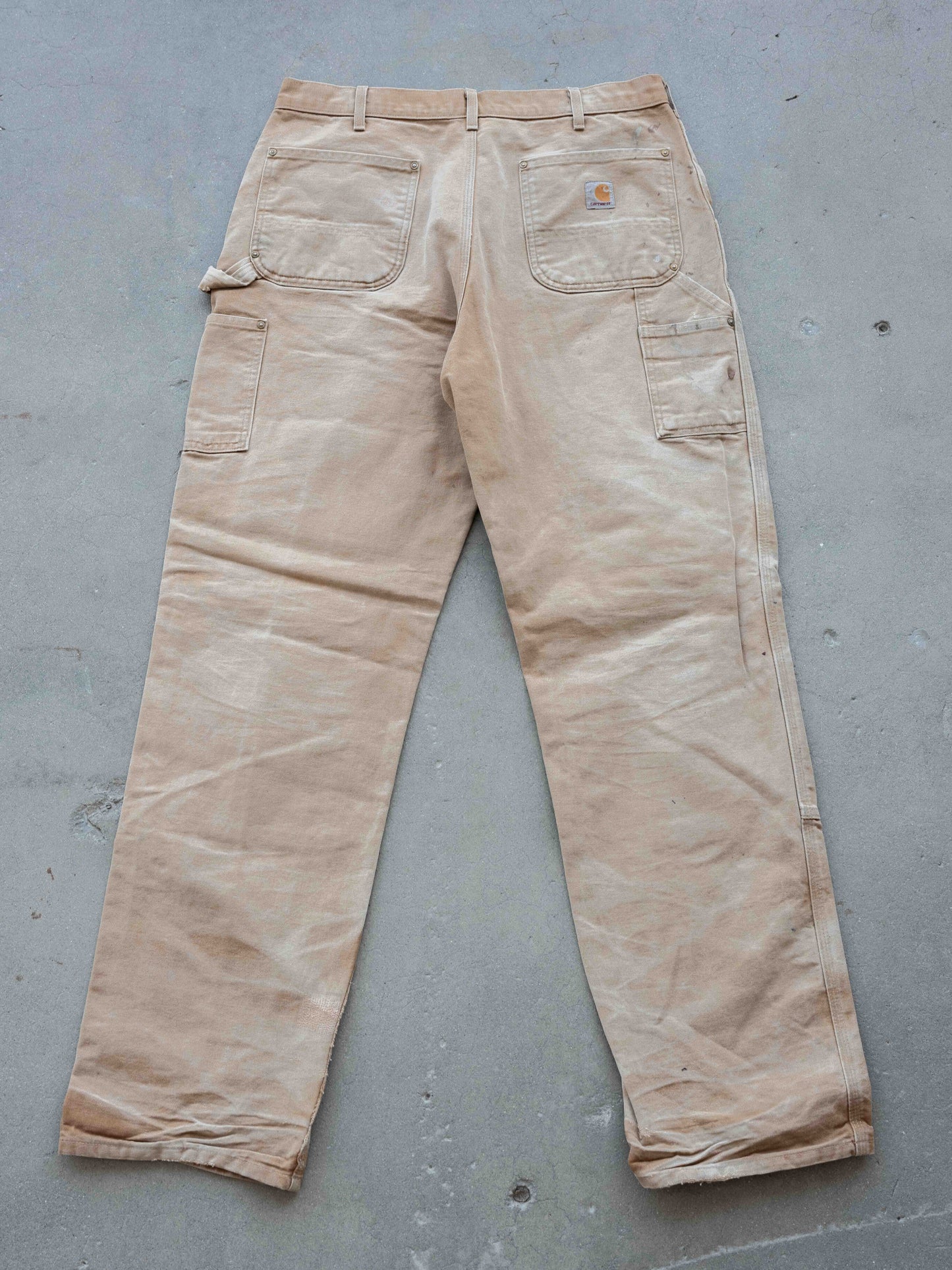 1990’s/2000/s Faded, Repaired, and Splattered Tan Carhartt Doubleknees 36W