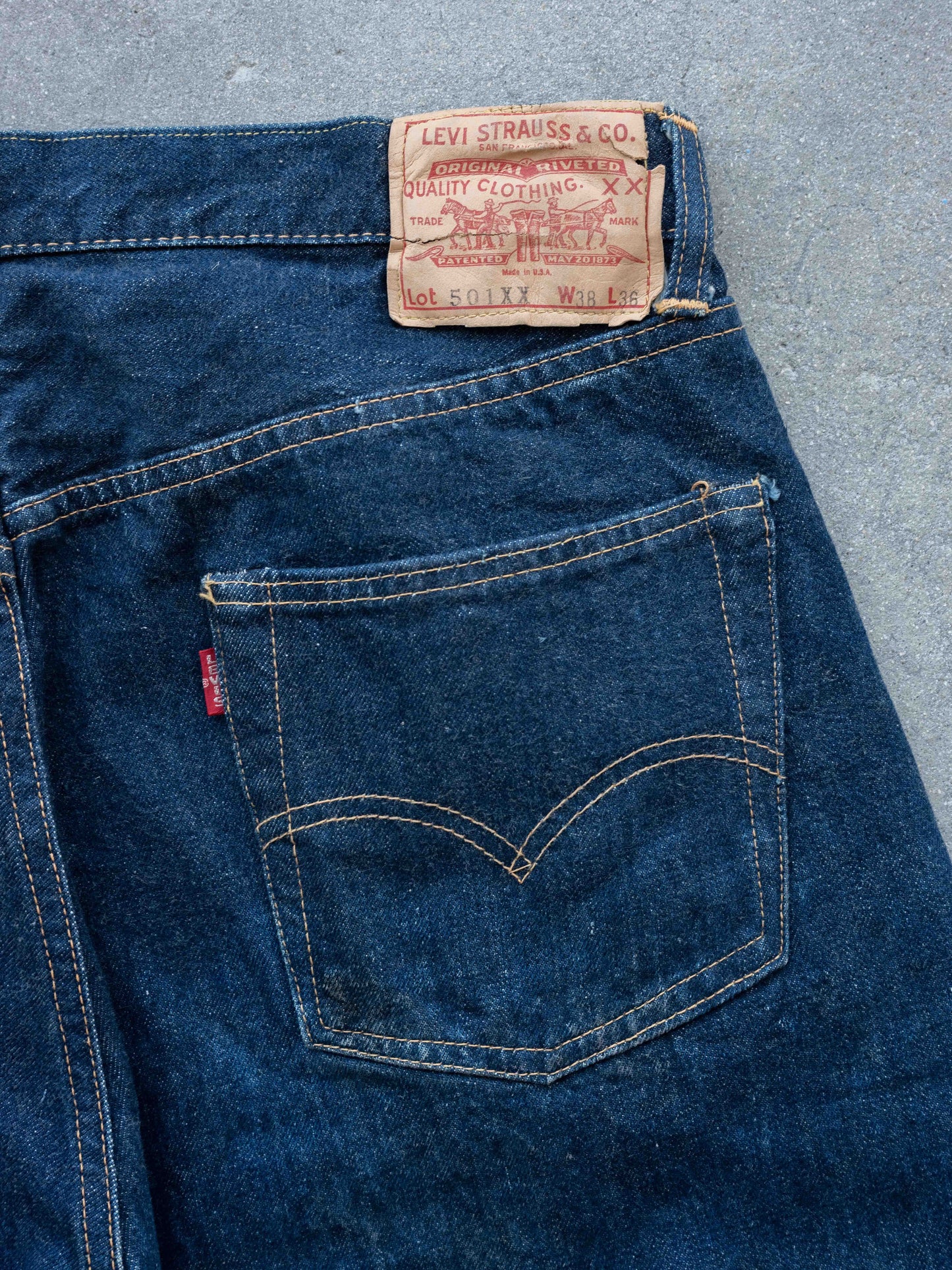 1950's/1960's Super Dark Levi's 501xx Big E Hidden Rivets 36W