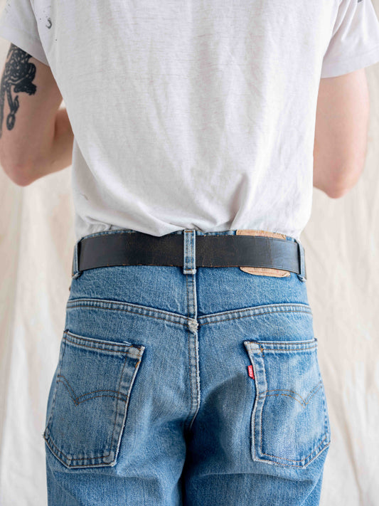 1960’s Distressed Leather Black Belt W32/34