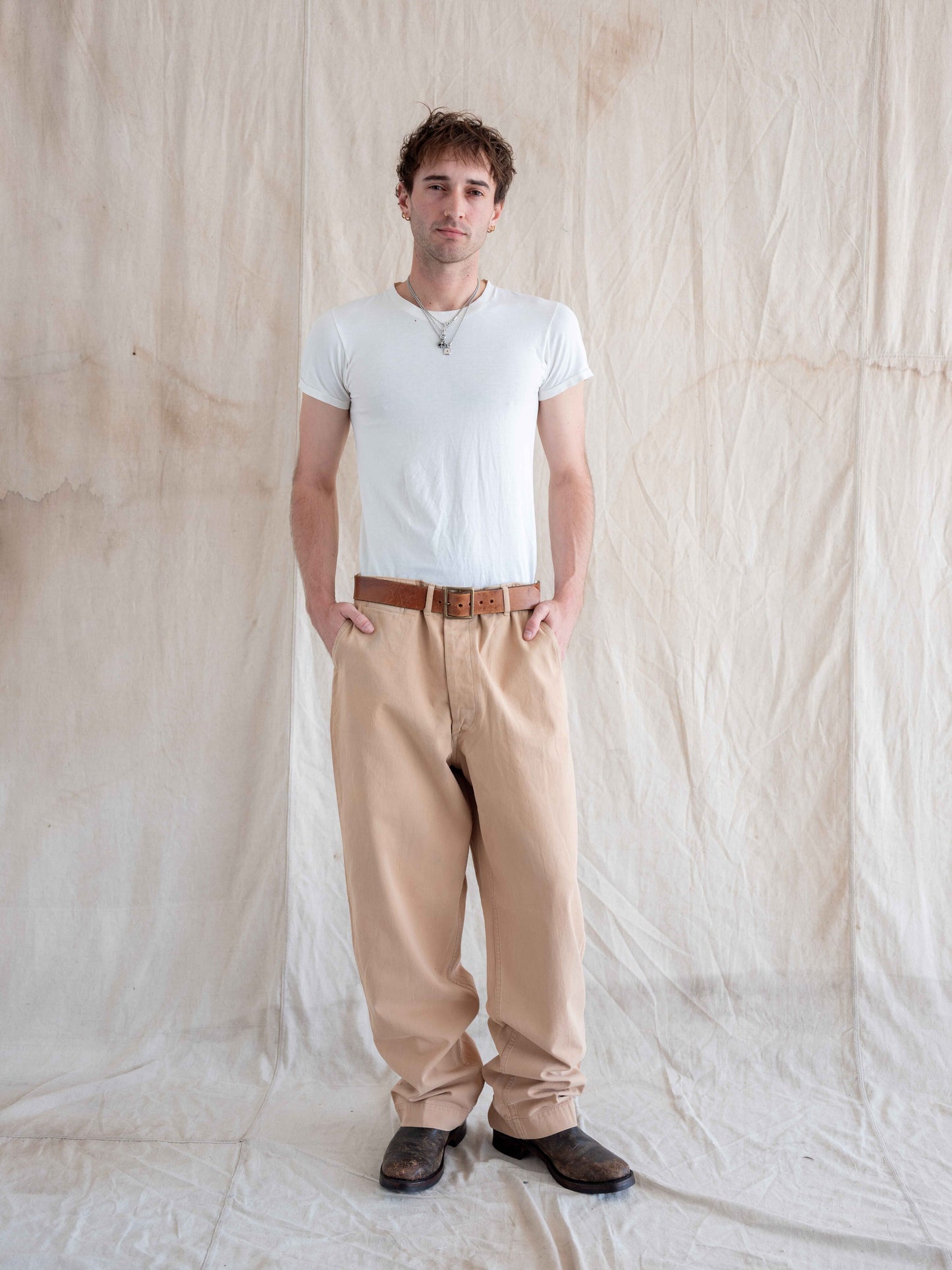 1950’s Peach Buttonfly Wide-leg Khakis 35W