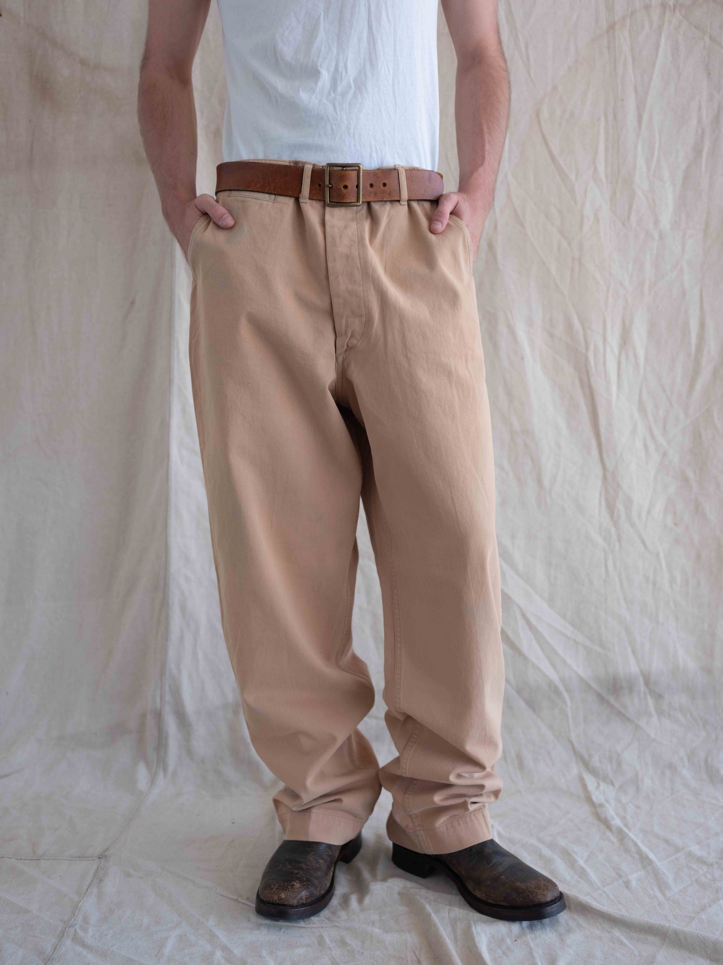 1950’s Peach Buttonfly Wide-leg Khakis 35W