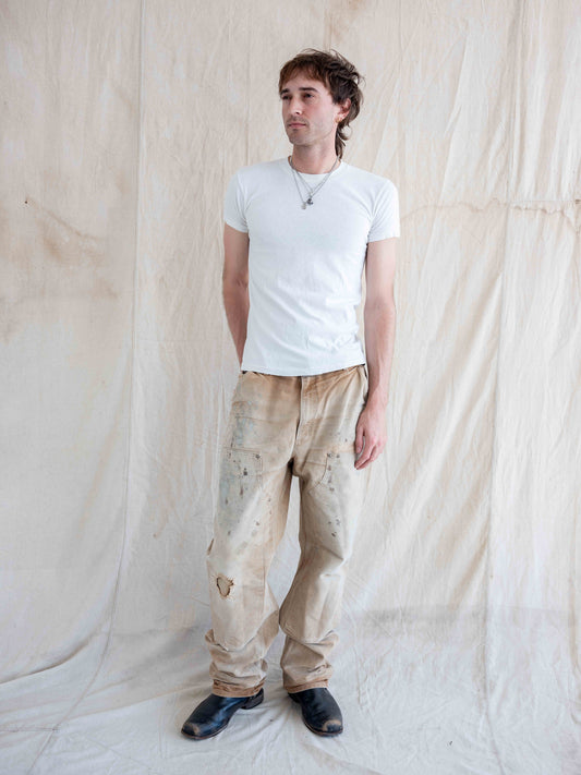 1990’s/2000/s Faded, Repaired, and Splattered Tan Carhartt Doubleknees 36W
