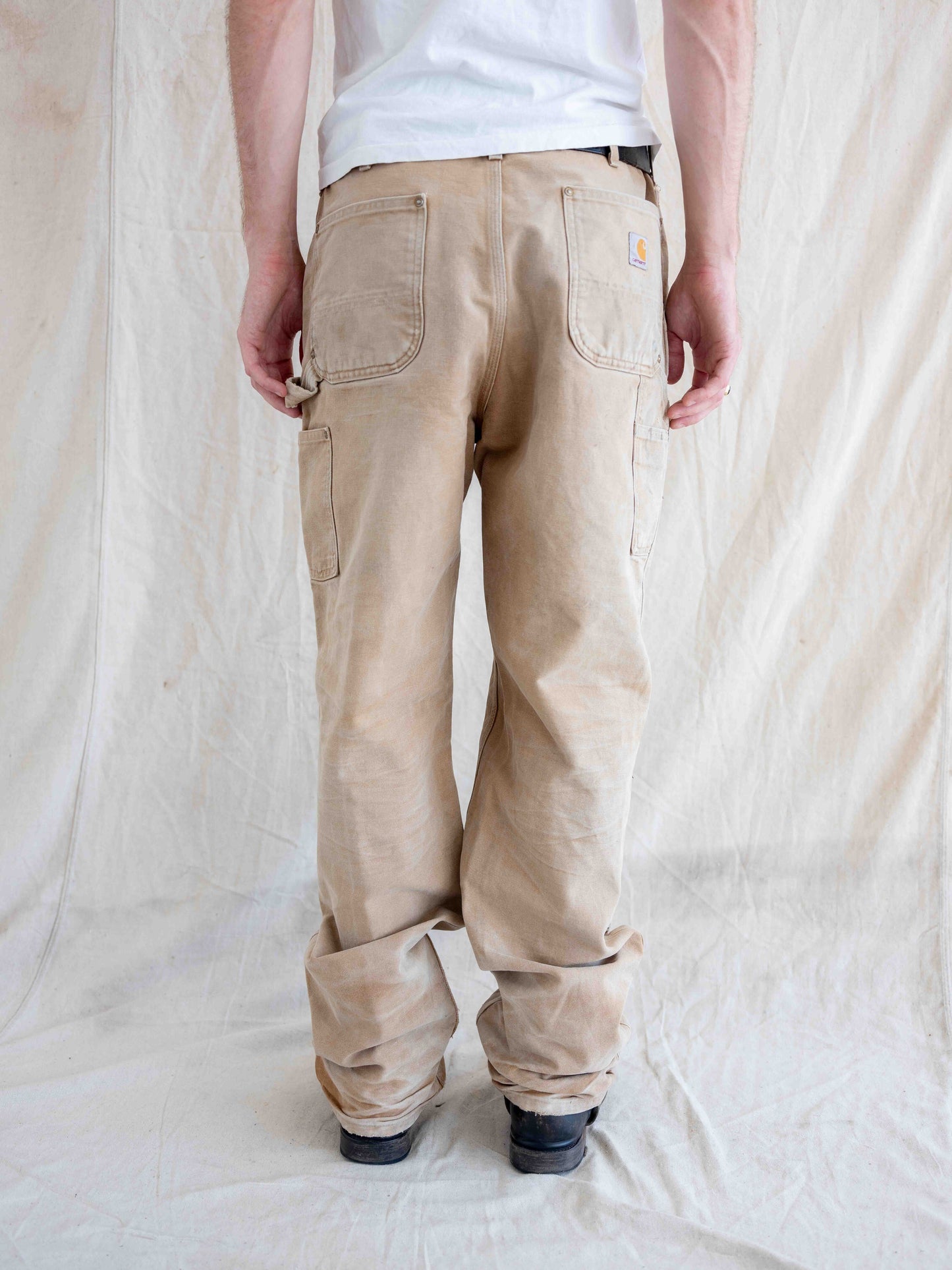 1990’s/2000/s Faded, Repaired, and Splattered Tan Carhartt Doubleknees 36W