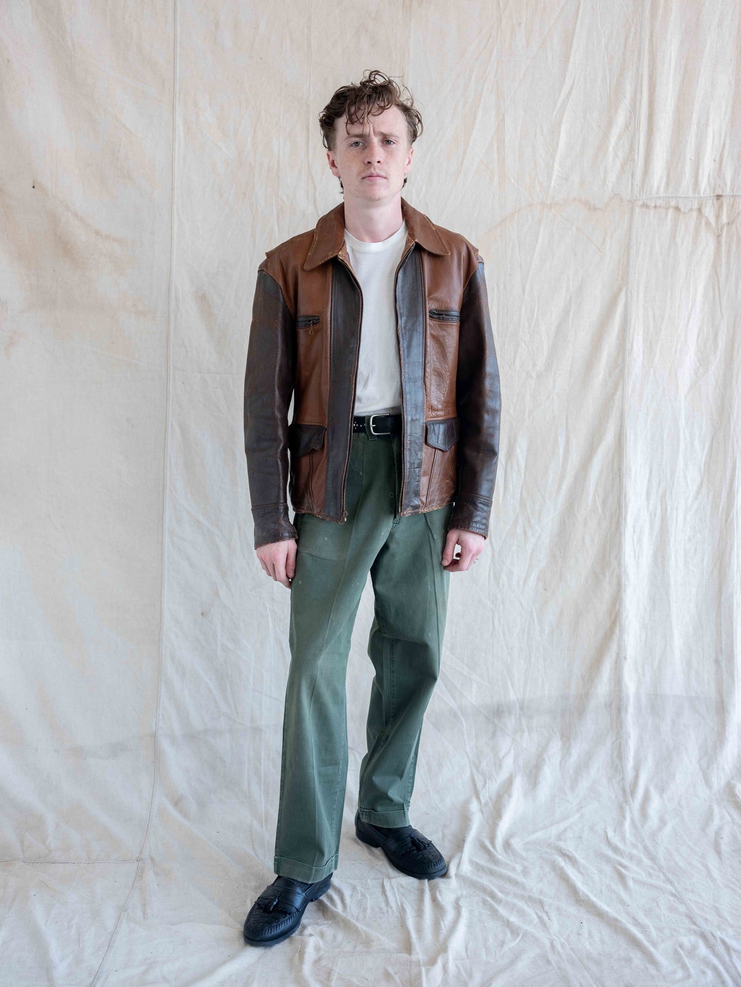 1950’s Distressed Two Tone Ponyskin Leather Jacket