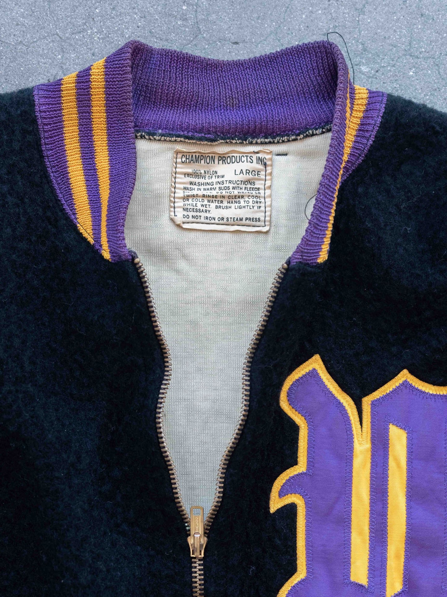 1960’s Champion Running Man Black Nylon/Fleece Zip-up