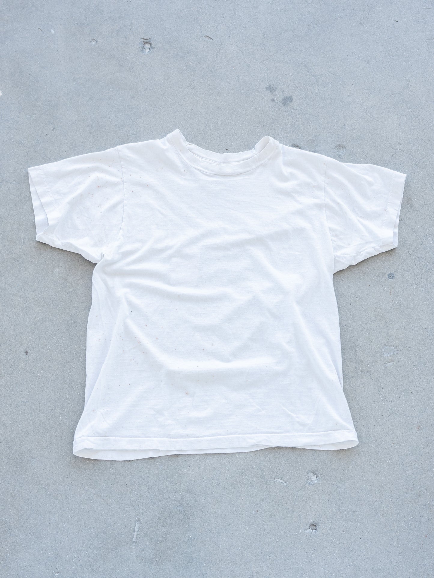 1970’s All Cotton Fruit of the Loom White Blank with Rust Spots