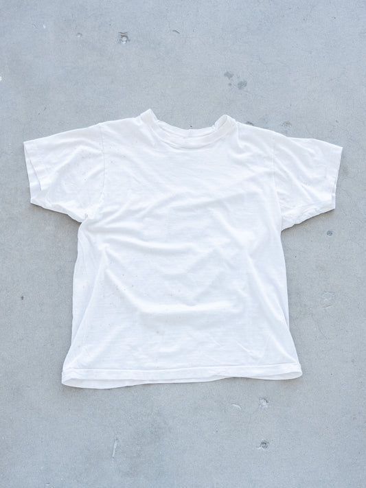 1970’s All Cotton Fruit of the Loom White Blank with Rust Spots