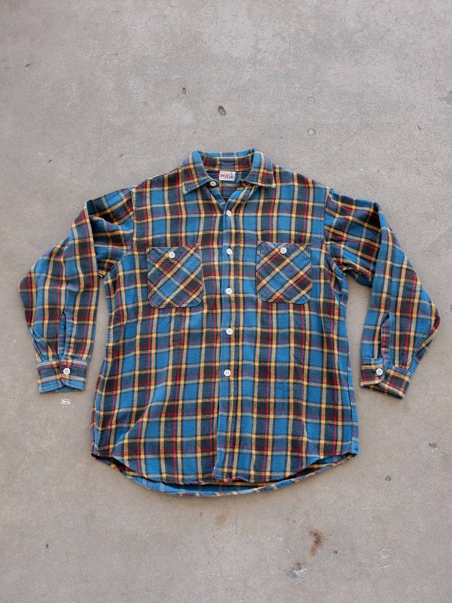 1950’s/1960’s Faded Sanforized Blue Plaid Flannel