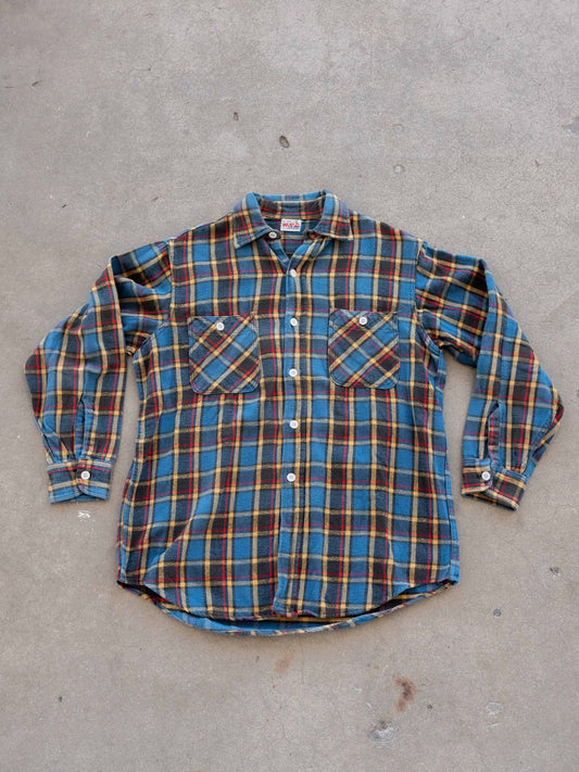 1950’s/1960’s Faded Sanforized Blue Plaid Flannel