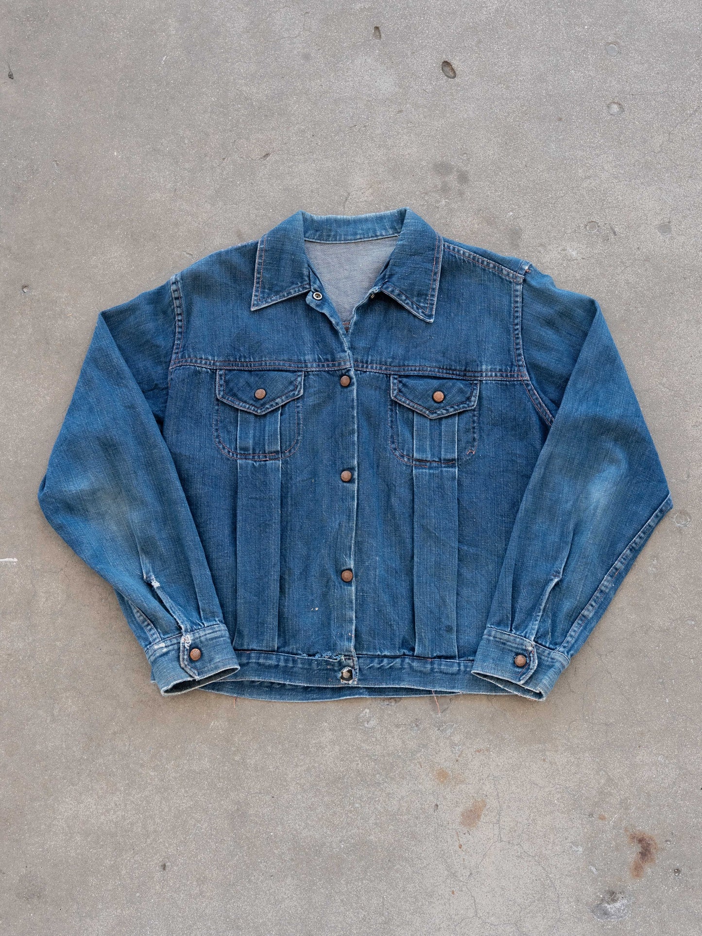 1960’s/1970’s Unbranded Denim Top with Pink Stitching