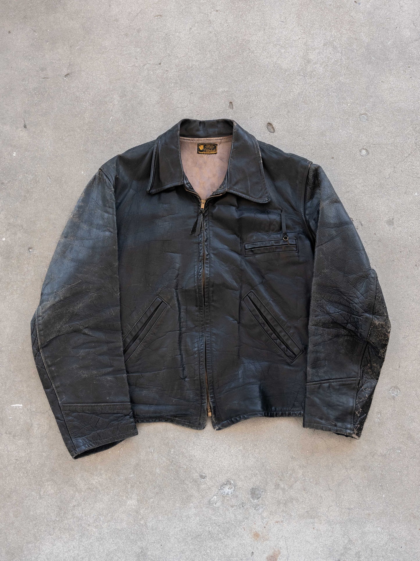 1950’s/1960’s 3 Pocket Leather Steerhide Jacket with Side Cinches