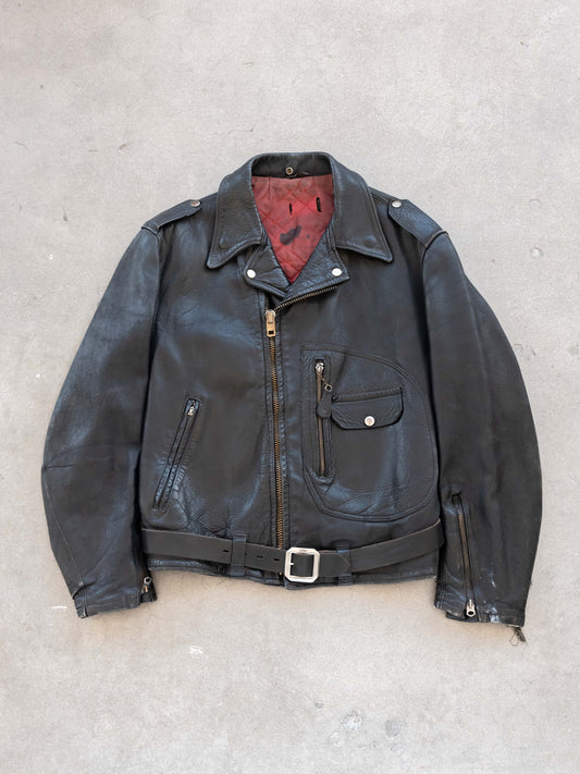 1960’s Unbranded Moto Jacket with D Pocket and Red Liner