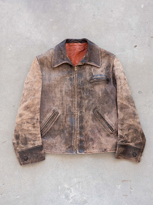 1950’s Unbranded Crazy Patina Two Pocket Leather Jacket