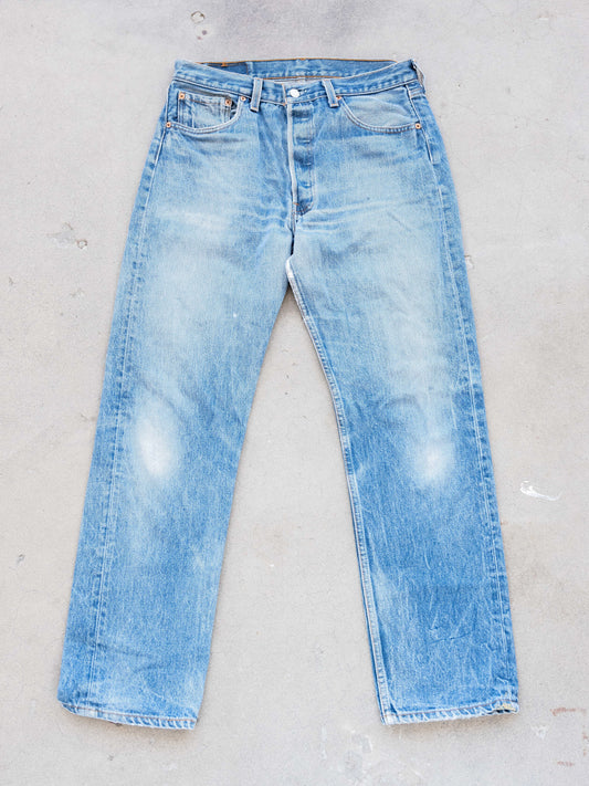 1990’s Levi’s 501 in a Midwash with Whiskering and Wear 32W