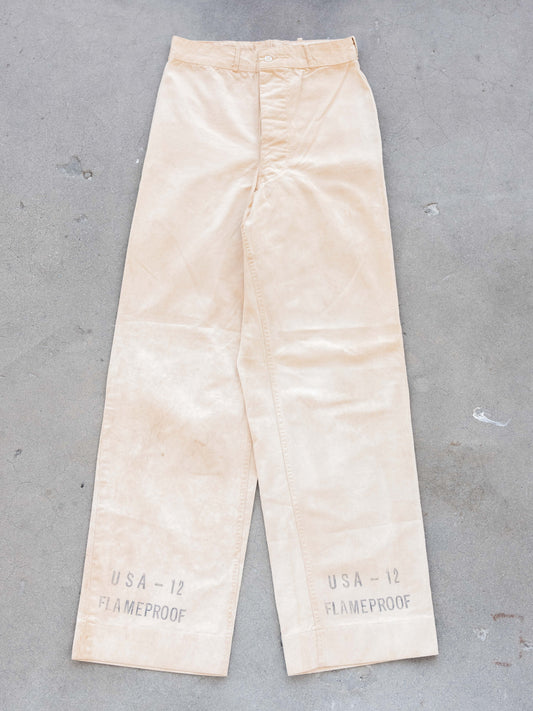 1940’s Sanforized Dirty White Wide Leg Pants with Cool Back Pocket 28W