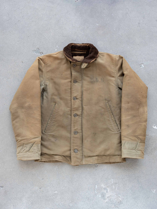 1940's Faded and Worn USN N-1 Deck Jacket with Stencil