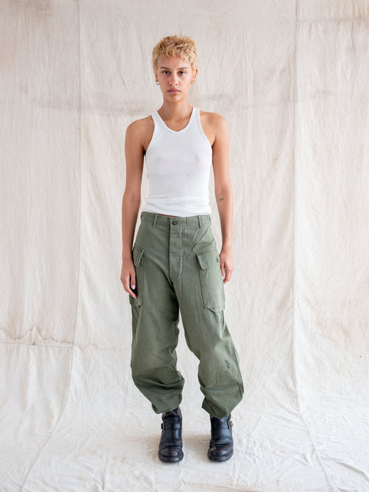 1950’s/1960’s HBT Military Pants with Side Cargo Pockets 29W