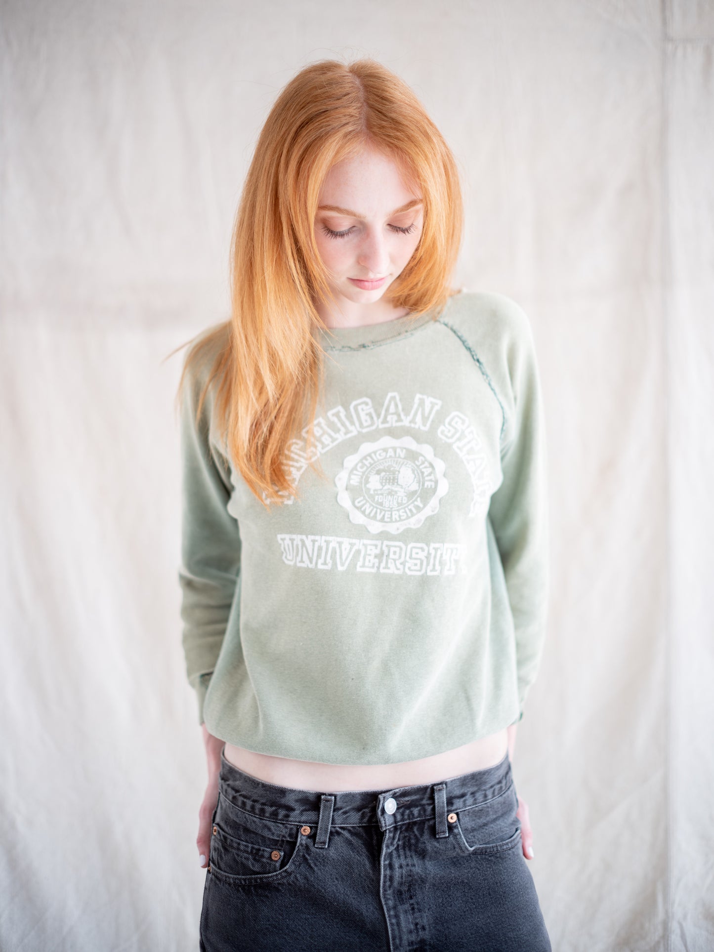 1950's/1960's Faded and Distressed Michigan State University Crewneck
