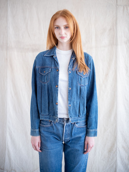 1960’s/1970’s Unbranded Denim Top with Pink Stitching