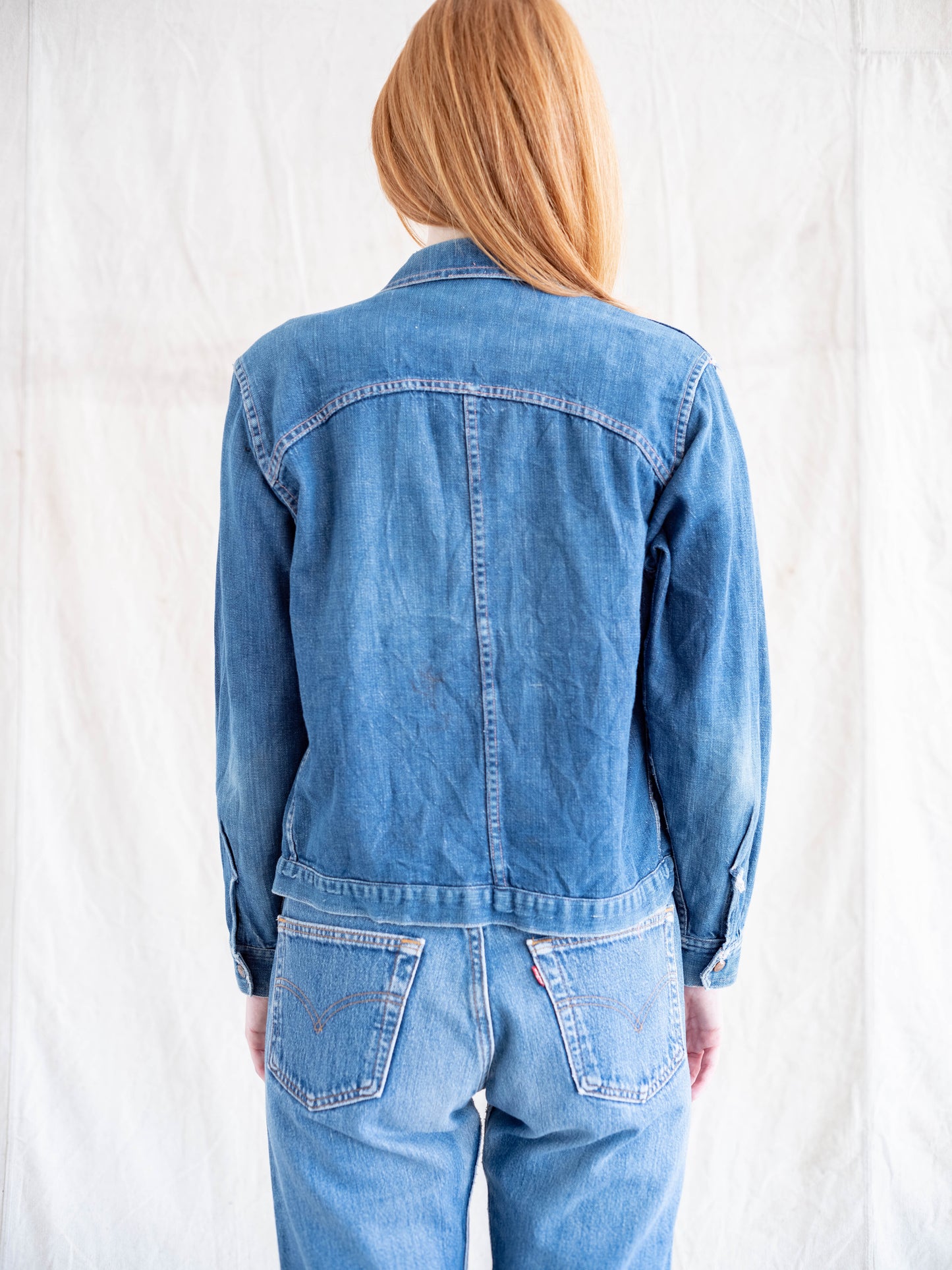 1960’s/1970’s Unbranded Denim Top with Pink Stitching