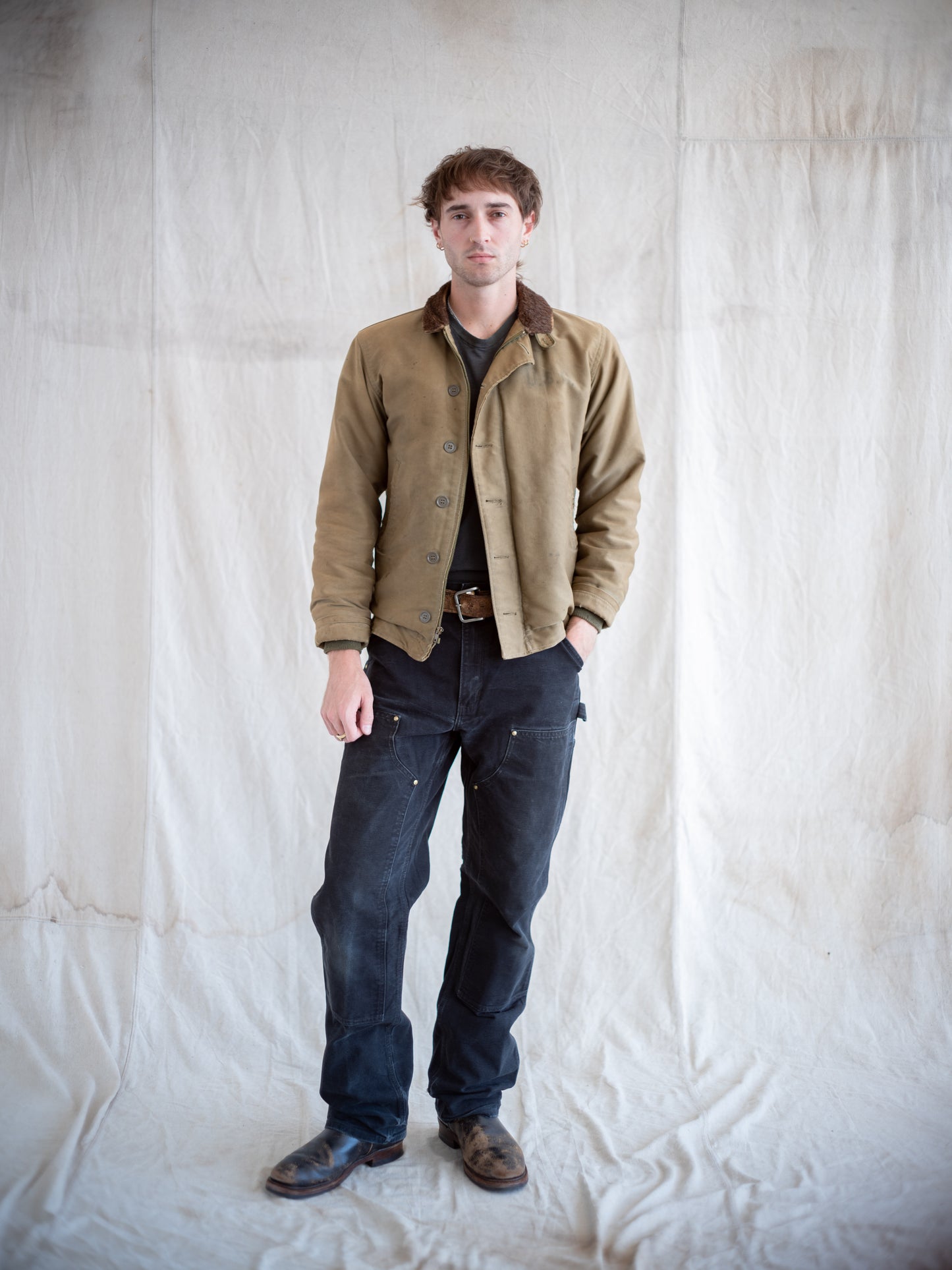1940's Faded and Worn USN N-1 Deck Jacket with Stencil