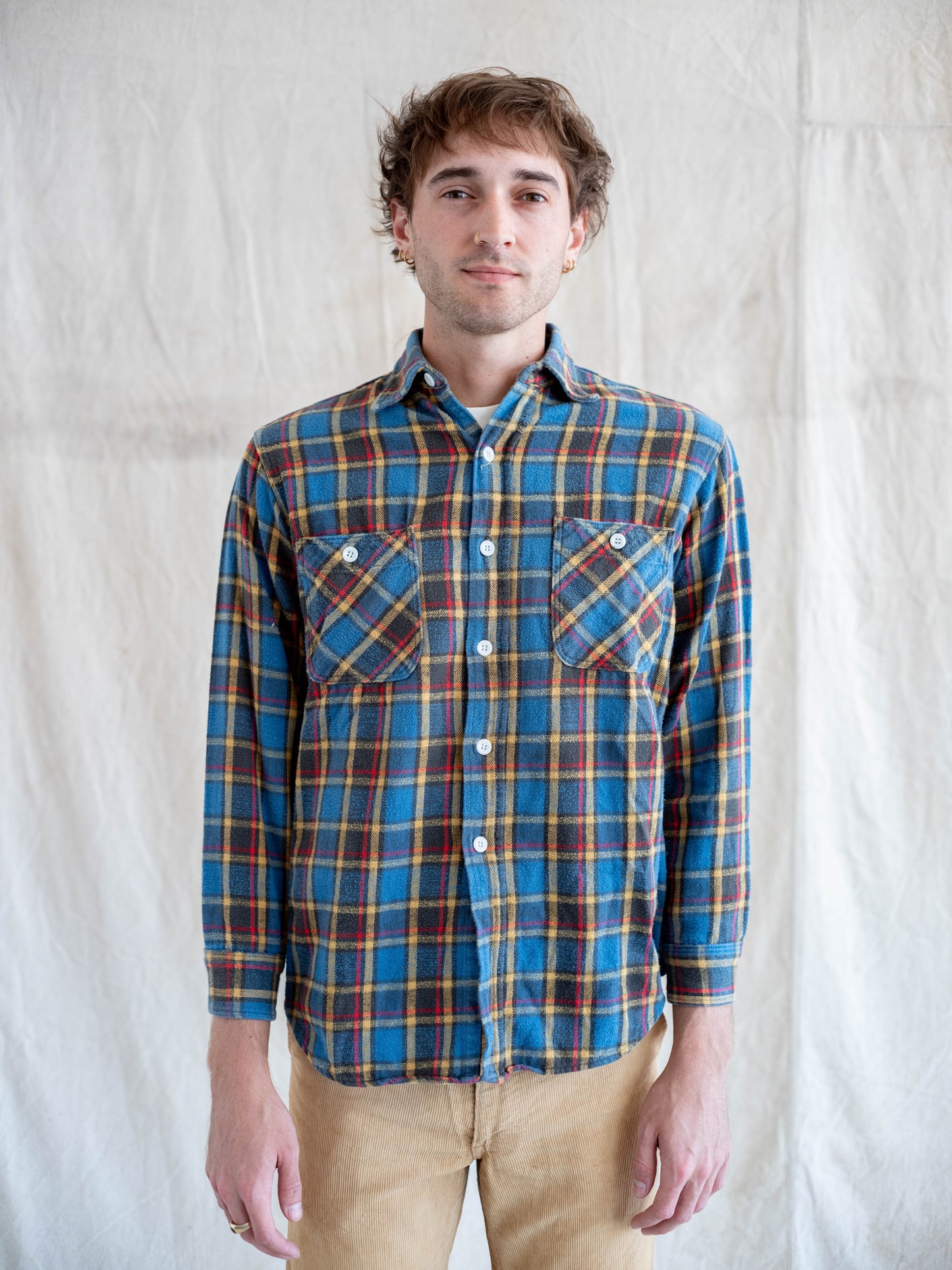 1950’s/1960’s Faded Sanforized Blue Plaid Flannel