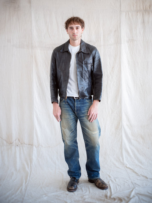 1950’s/1960’s 3 Pocket Leather Steerhide Jacket with Side Cinches