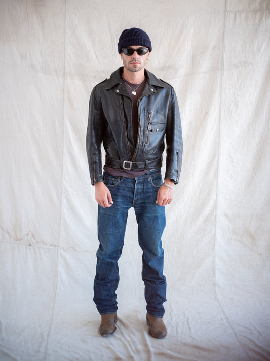1960’s Unbranded Moto Jacket with D Pocket and Red Liner