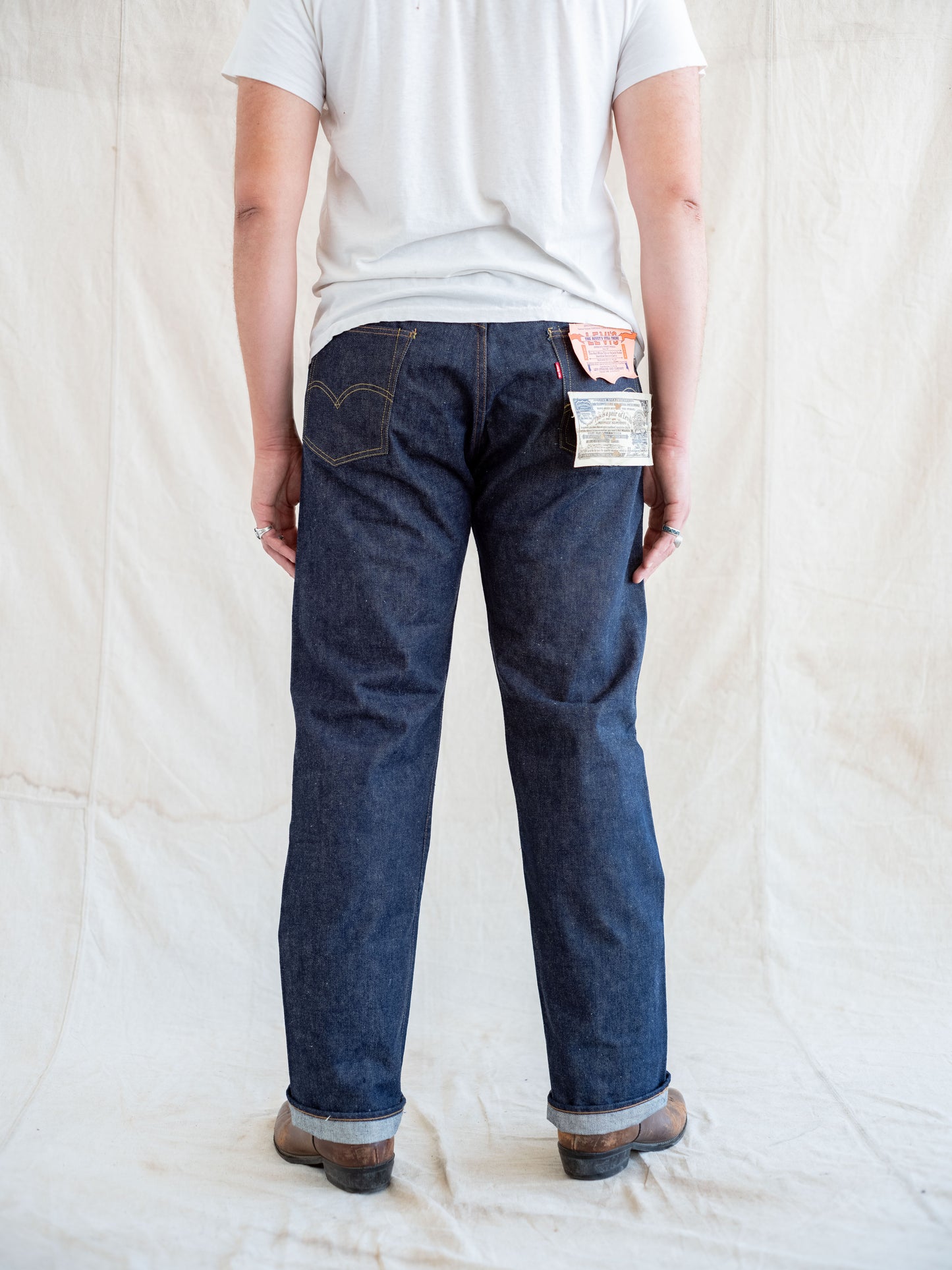1950's Deadstock Levi's 501ZXX Hidden Rivets with Leather Patch 38W