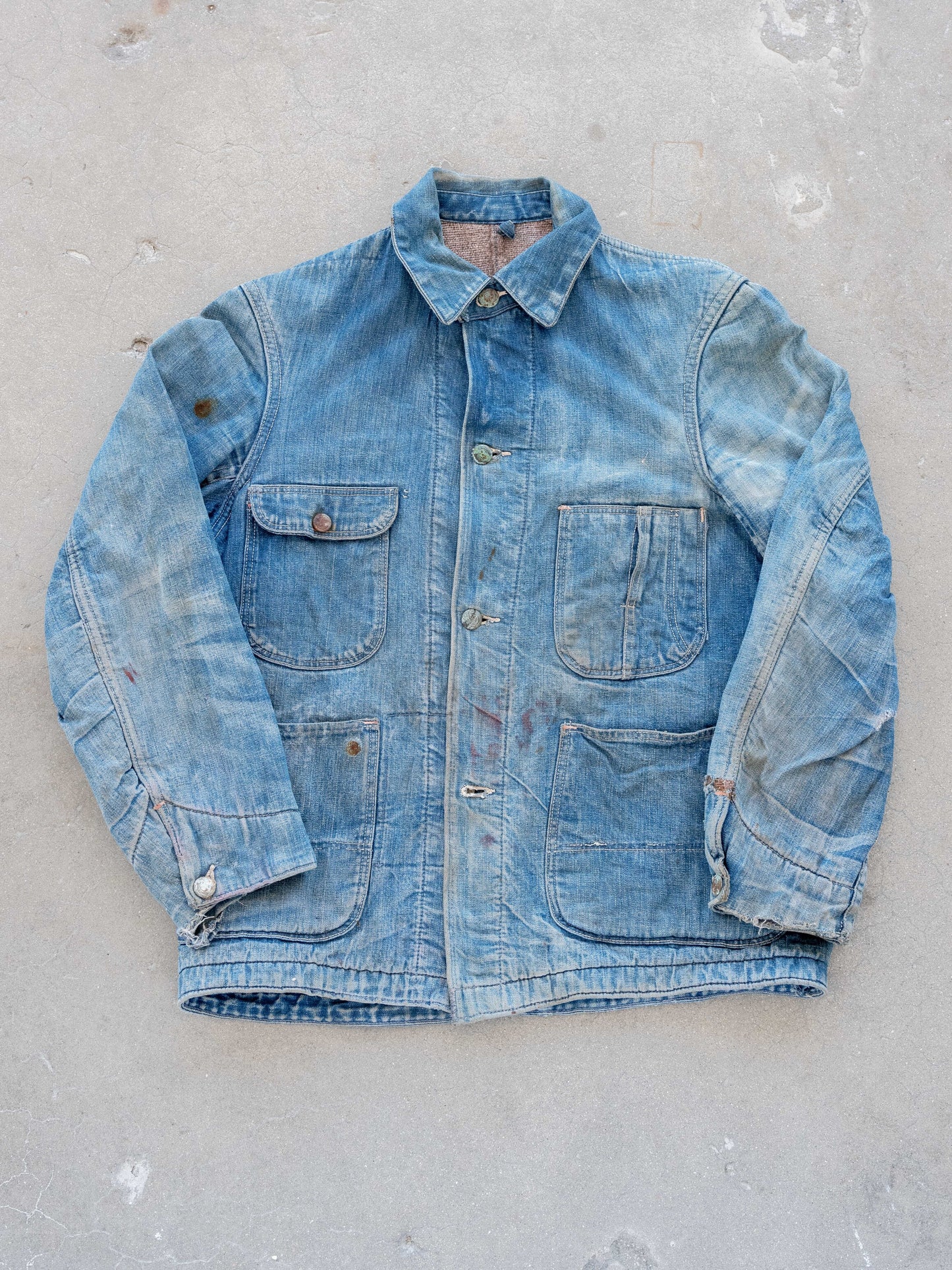 1950’s/1960’s Unbranded Chorecoat with Wool Liner and Intense Fading