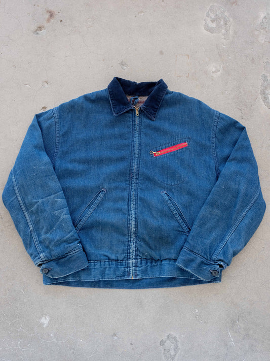 1950’s/1960’s Three Pocket Denim Jacket with Corduroy Collar and Wool Blanket Lining