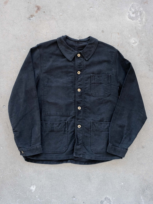 1950’s Black French Chore Jacket with Added Laurel Wreath Buttons