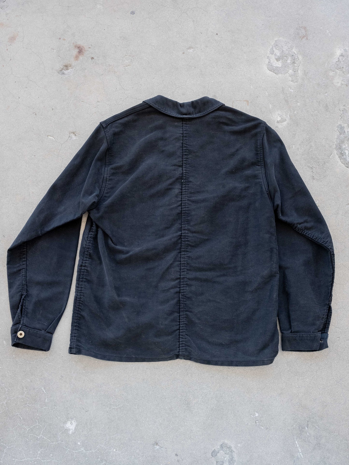 1950’s Black French Chore Jacket with Added Laurel Wreath Buttons