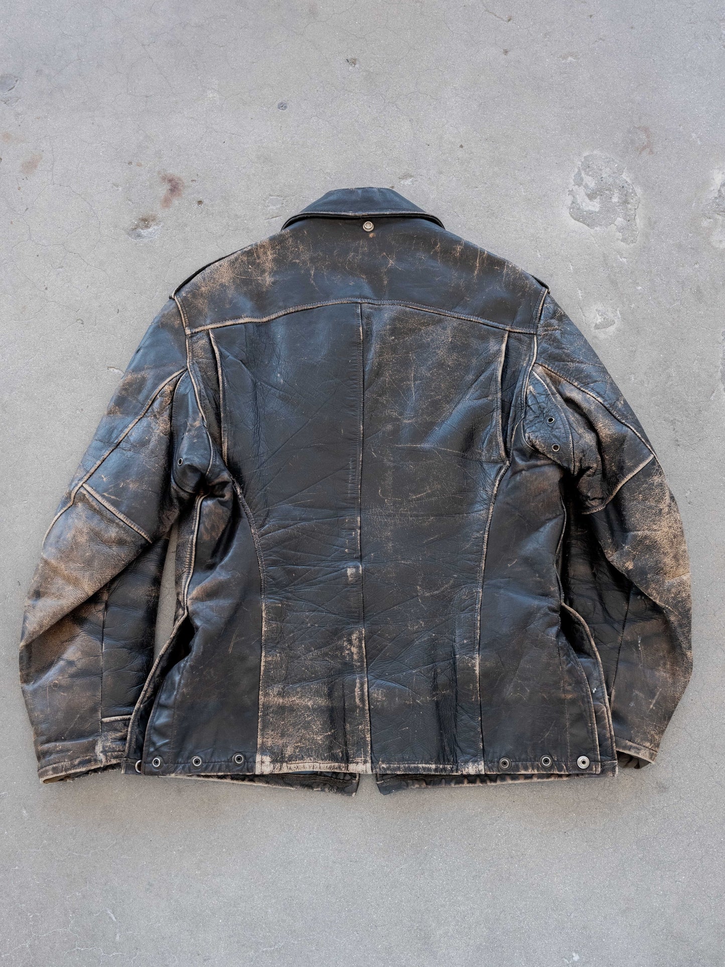 1960’s Leather Four Pocket Jacket with Great Wear and Liner