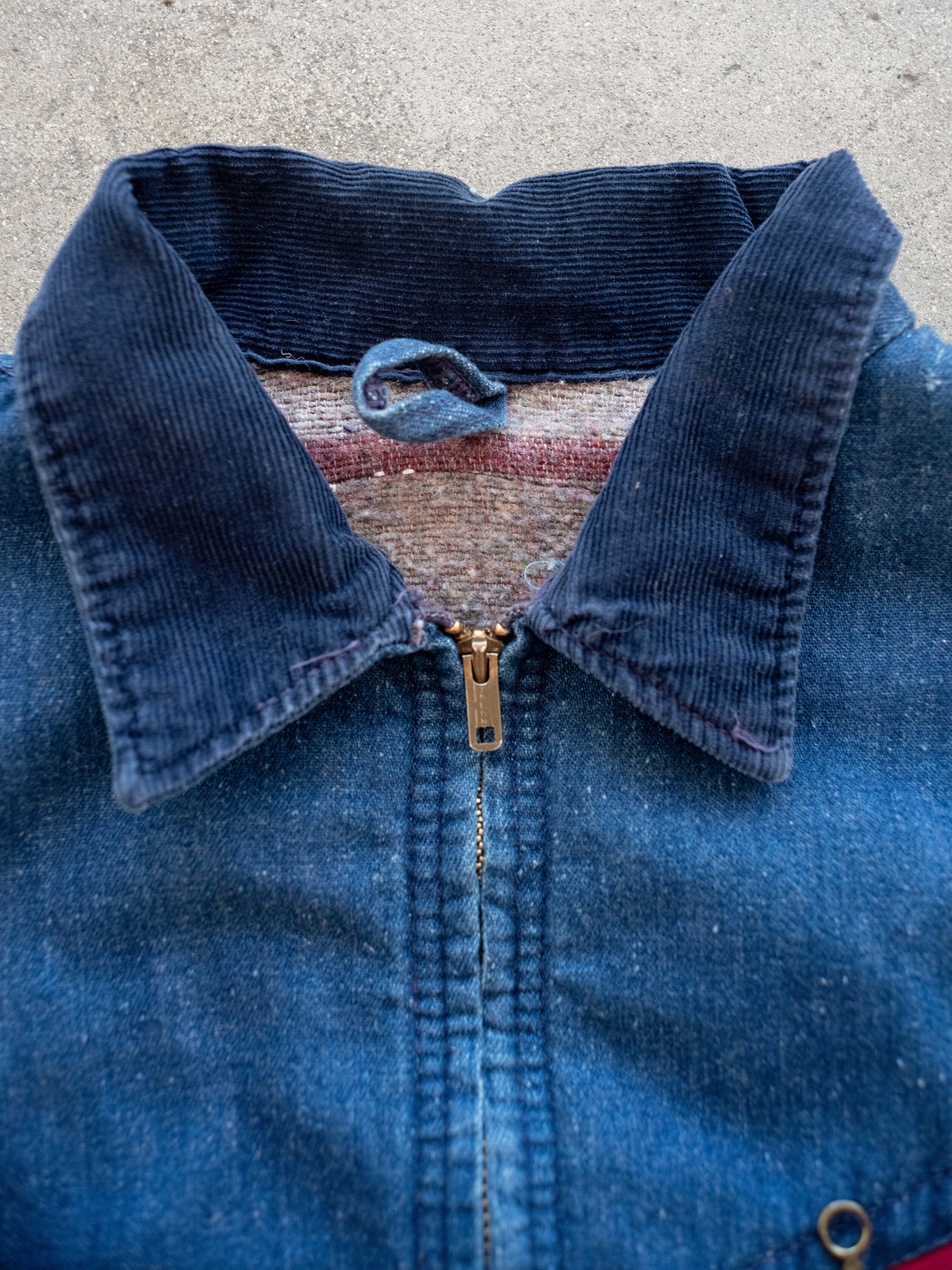 1950’s/1960’s Three Pocket Denim Jacket with Corduroy Collar and Wool Blanket Lining