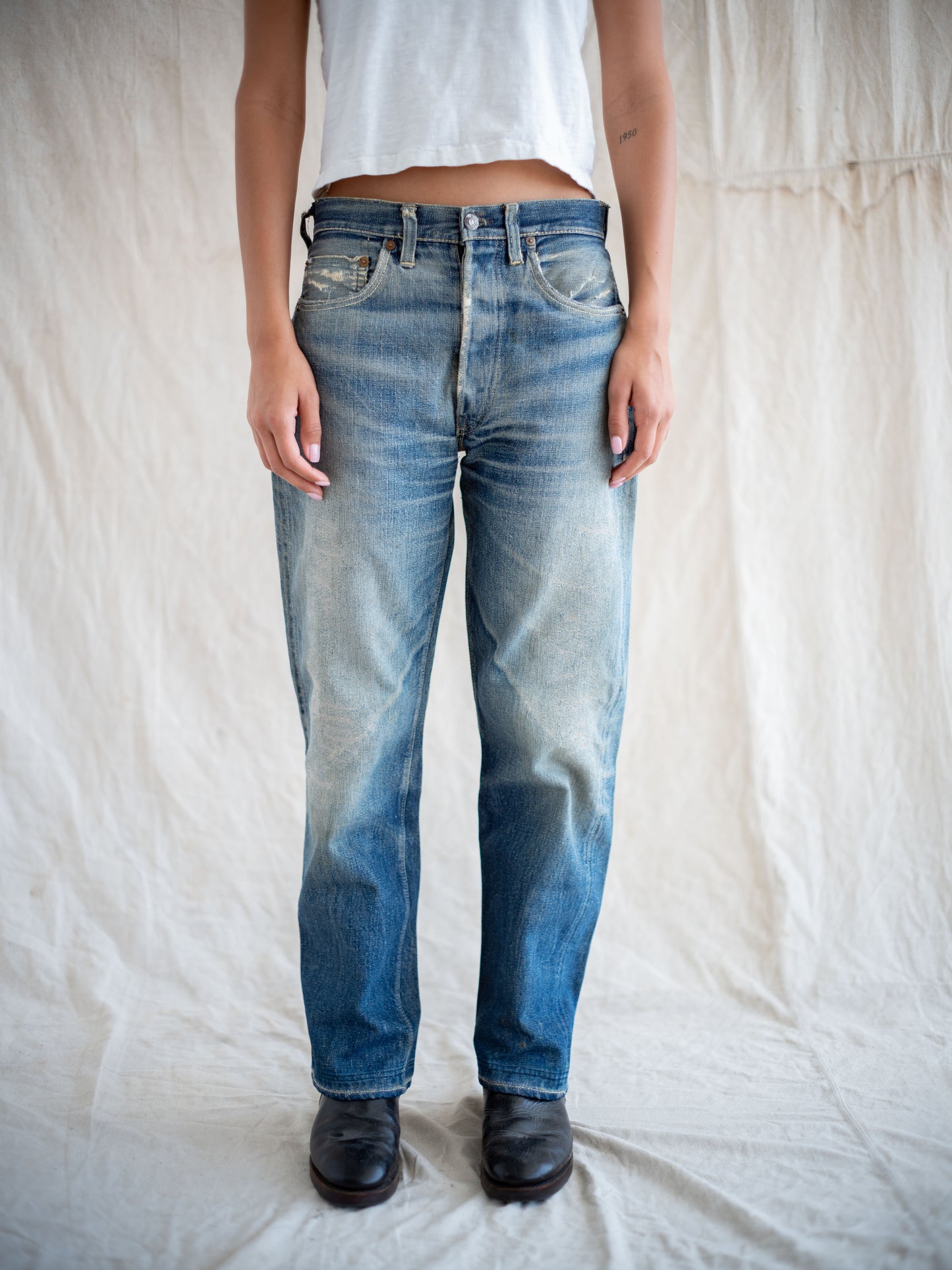 1950’s Levi’s 501XX Jerky Patch with Whiskering and Fading 31W