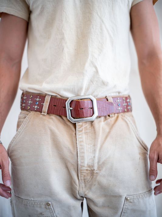 Hollywood Trading Company Light Brown Diamond Studded and Jeweled Belt 30/32W