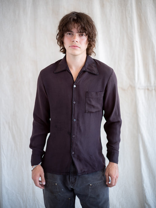 1970’s Faded Black Textured Flowy Shirt