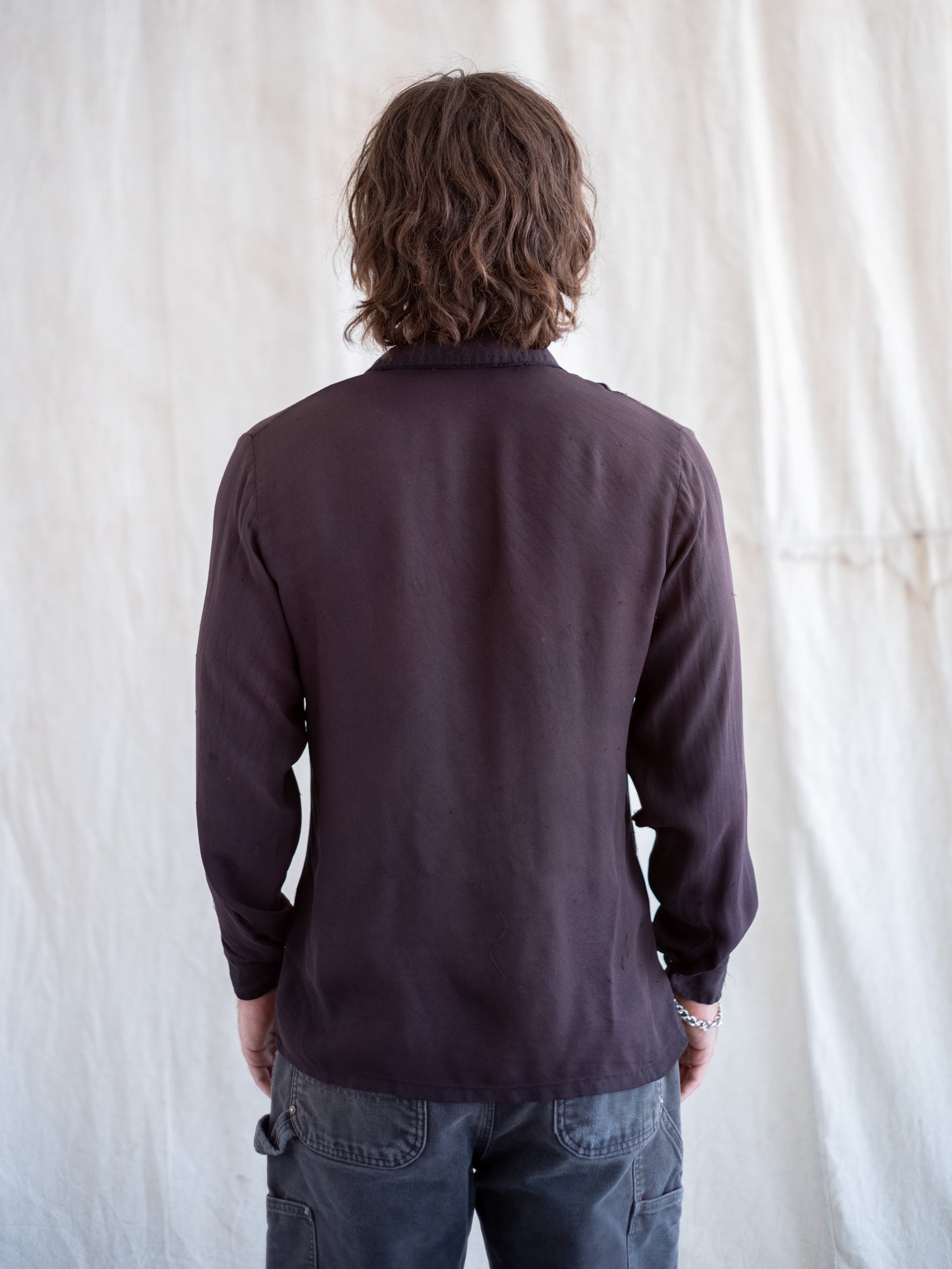 1970’s Faded Black Textured Flowy Shirt